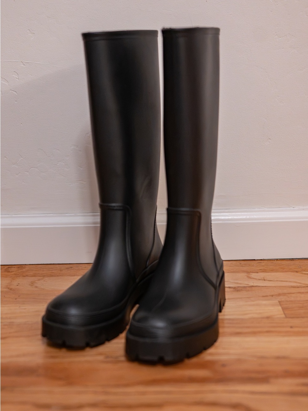 Women's Tall Black Chunky Rain Boots